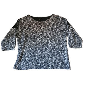 EILEEN‎ FISHER Marled Front Solid Back Wool Mohair 3/4 Sleeve Sweater Size Large